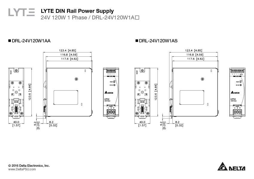 DELTA DRL-24V120W1AS Zdroj na DIN 24V 120W 5A