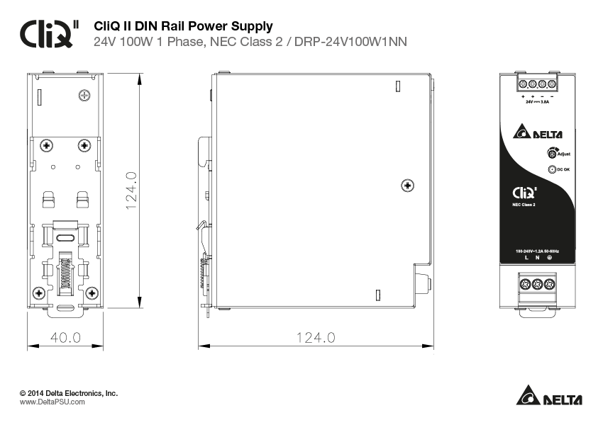 DRP-24V100W1NN DELTA 24V 100W 3.80A