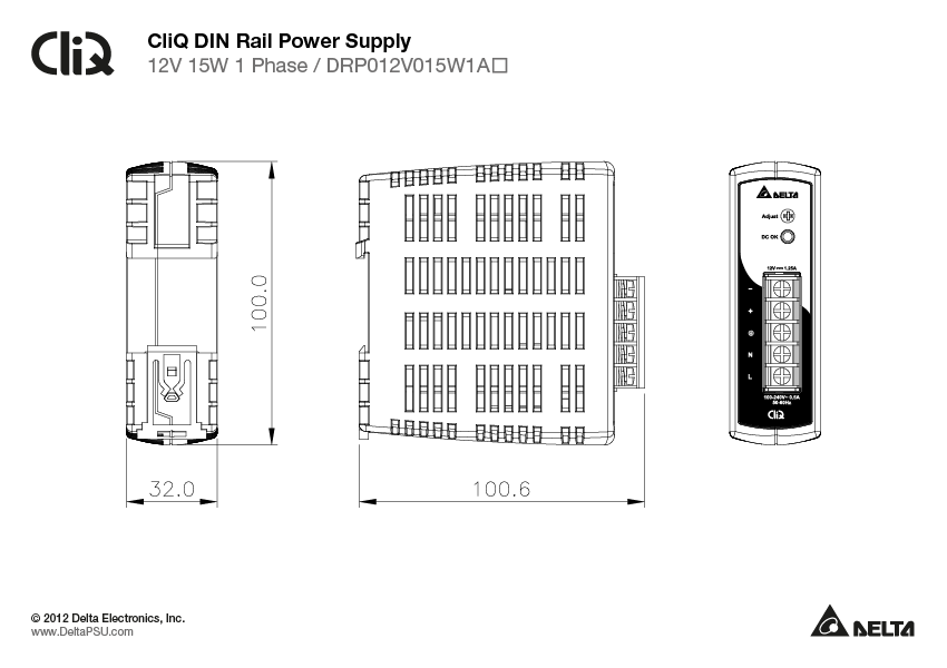 DRP012V015W1AY DELTA 12V 15W 1.25A