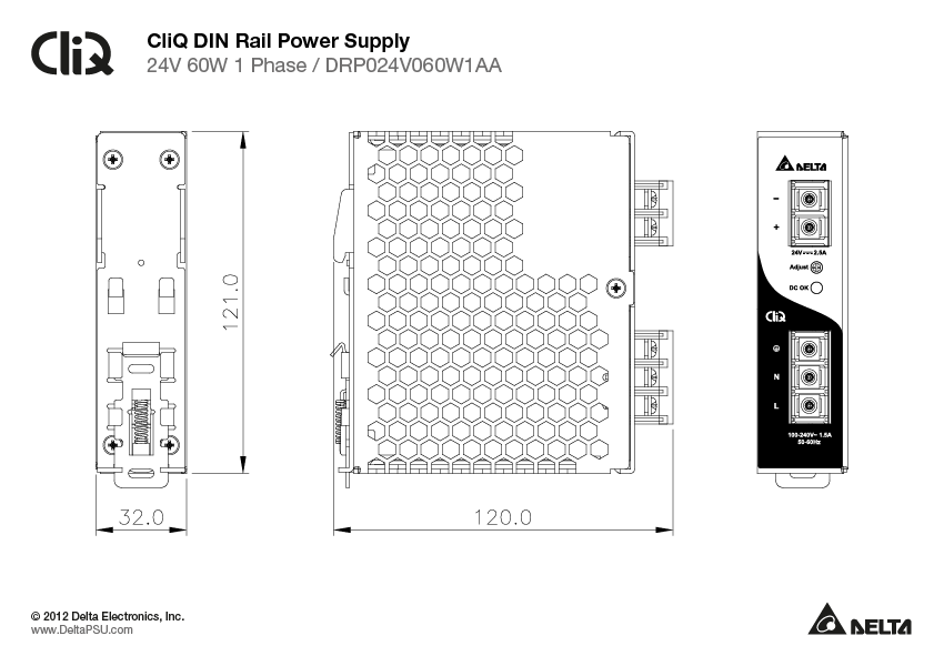 DRP024V060W1AA DELTA 24V 60W 2.50A