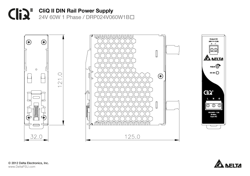 DRP024V060W1BN DELTA 24V 60W 2.50A