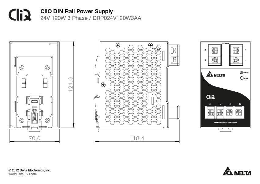 DRP024V120W3AA DELTA 24V 120W 5A
