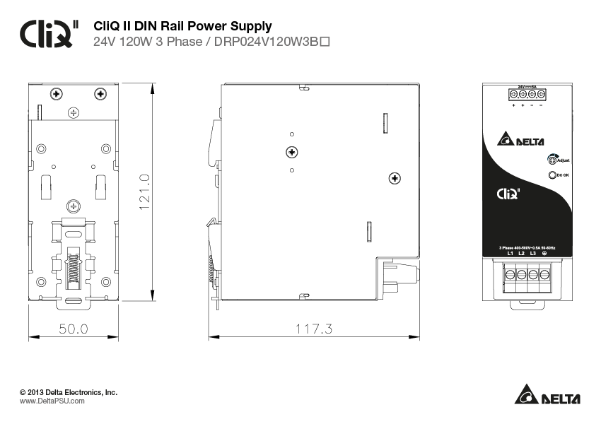 DRP024V120W3BA DELTA 24V 120W 5A