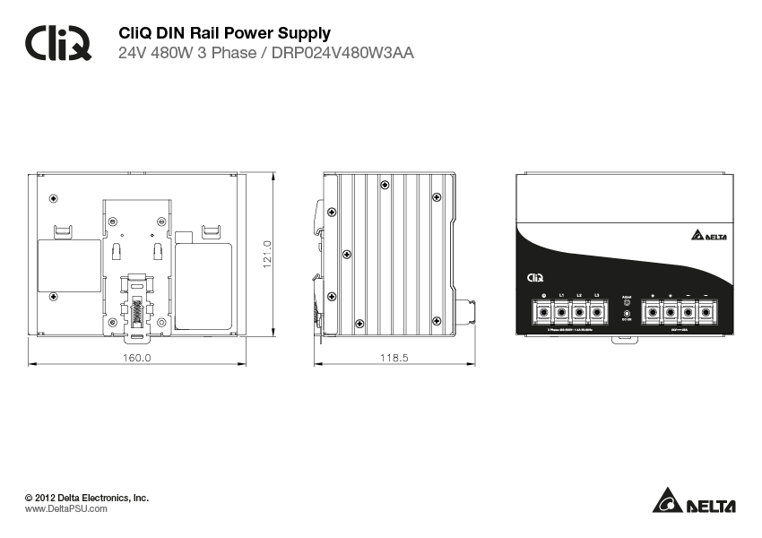 DRP024V480W3AA DELTA 24V 480W 20A