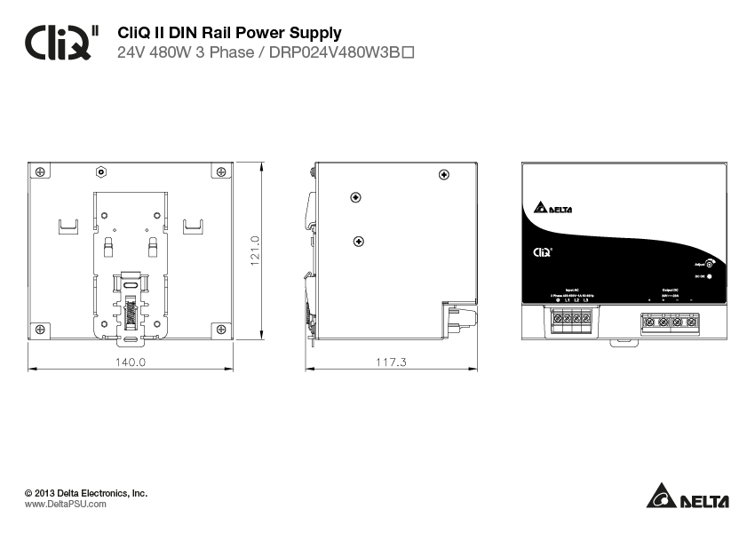 DRP024V480W3BA DELTA 24V 480W 20A