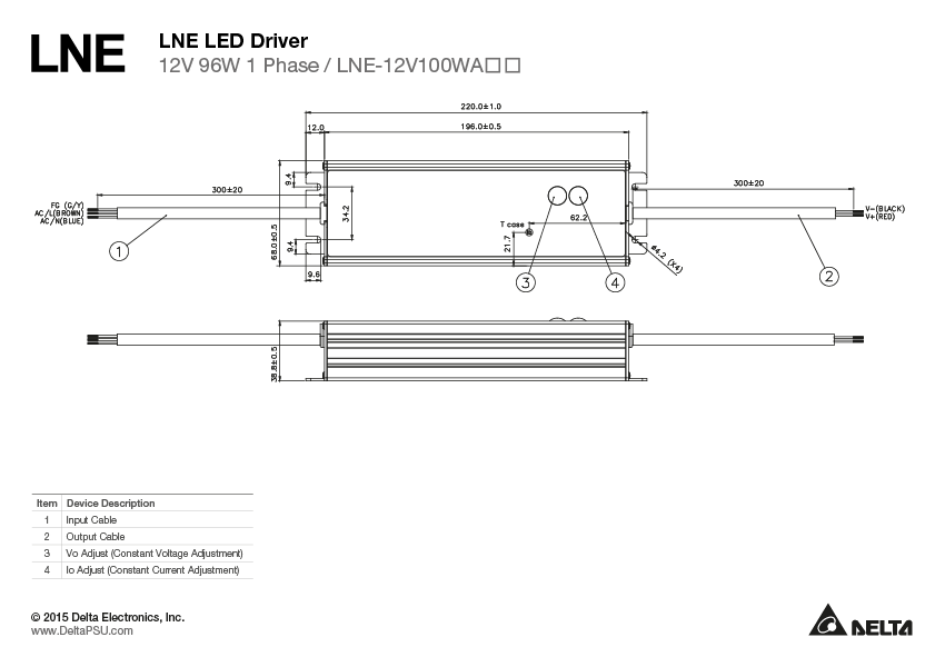 LNE-12V100WACA DELTA 12V 100W 8A