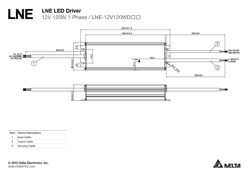 LNE-12V120WDCA DELTA 12V 120W 10A