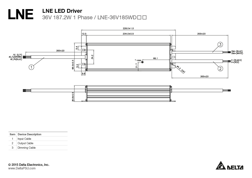 LNE-36V185WDCA DELTA 36V 185W 5.2A