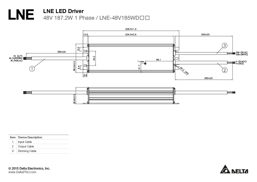 LNE-48V185WDCA DELTA 48V 185W 3.9A