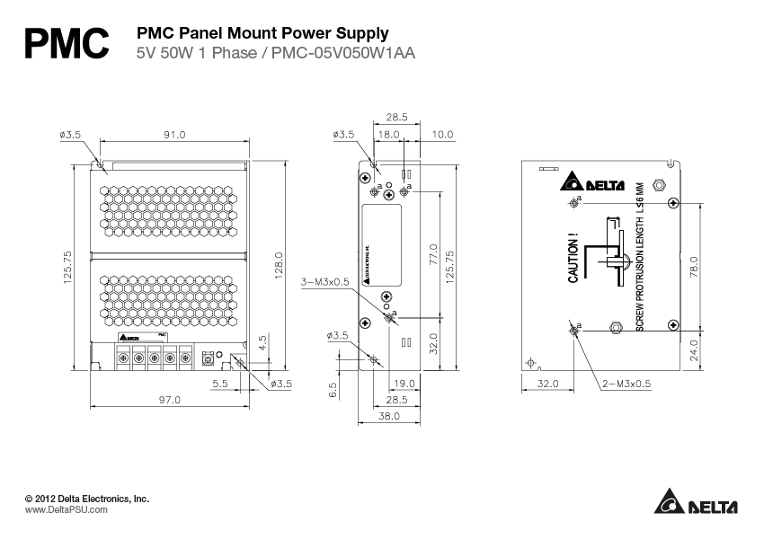 PMC-05V050W1AA DELTA 5V 50W 10A