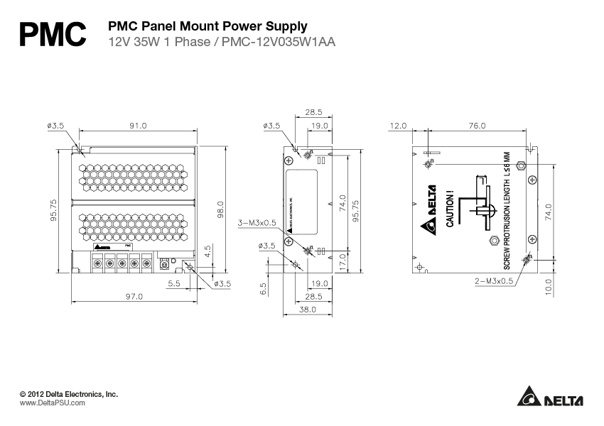 PMC-12V035W1AA DELTA 12V 35W 3A