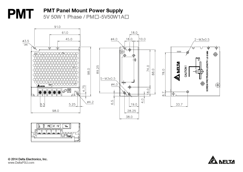 PMT-5V50W1AG DELTA 5V 50W 10A