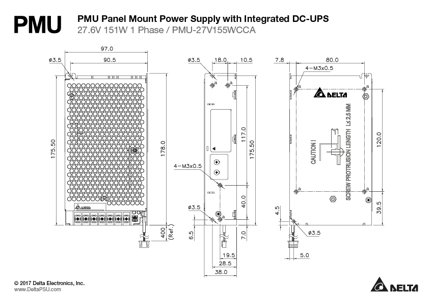 PMU-27V155WCCA DELTA 151W 27,6V Zálohový zdroj