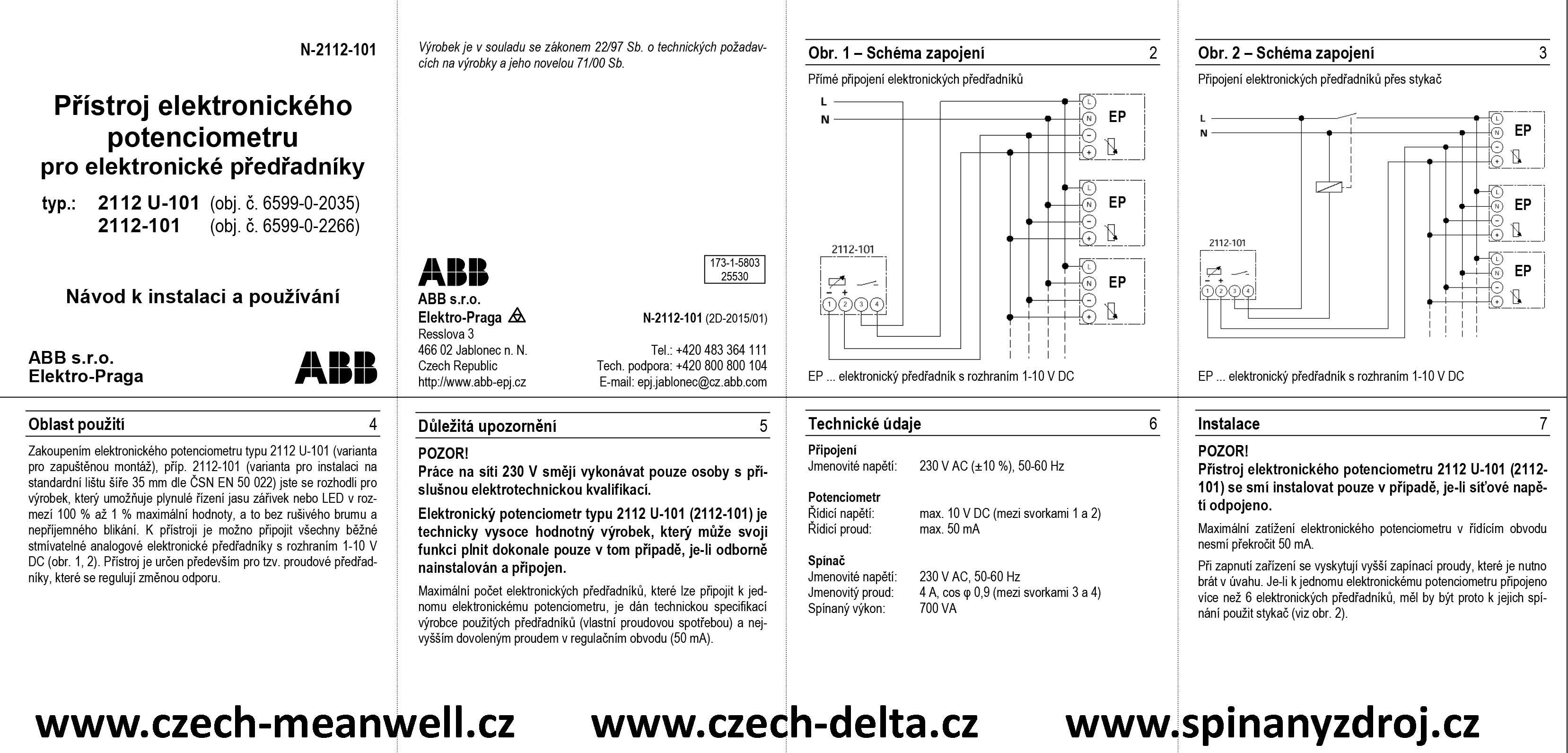 Otočný stmívač ABB 2112 U-101, 1-10V